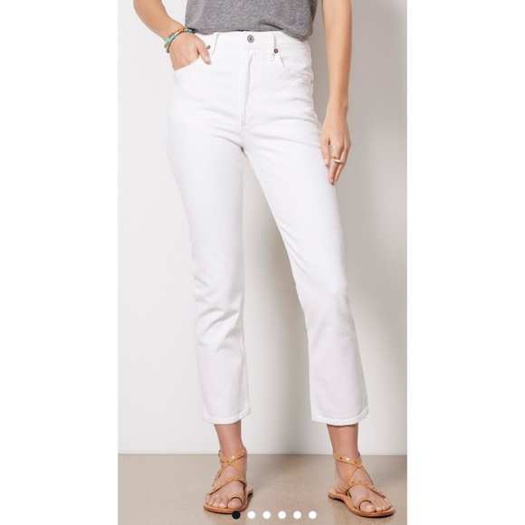 Agolde Denim - AGOLDE White Denim Riley Crop Jeans